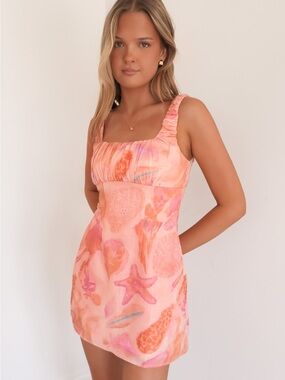 CC Boutique Pink & Peach Seashell Print Mini Dress